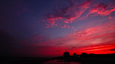 Sunset night city sky 4k wallpaper