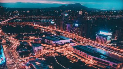 Taipei city taiwan night city top view 4k wallpaper
