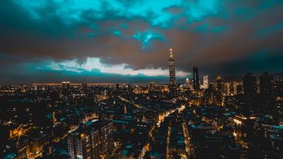 Taipei taiwan skyscrapers night buildings 4k wallpaper