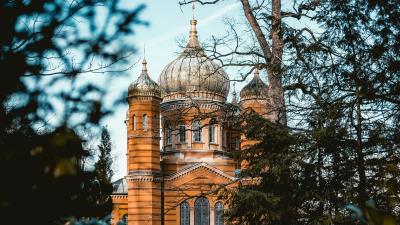 Temple branches architecture 4k wallpaper