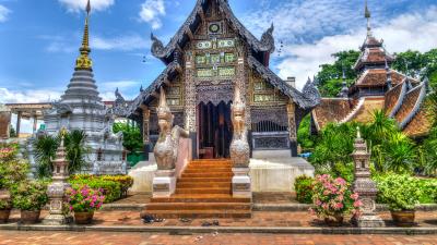 Thailand temple chiang mai hdr 4k wallpaper
