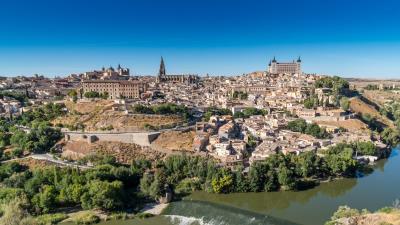 Toledo spain river panorama 4k wallpaper