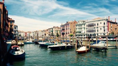 Venice italy grand canal gondolas 4k wallpaper