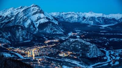 Banff canada night mountains 4k wallpaper