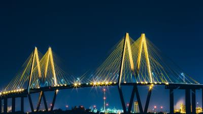 Baytown united states bridge night city 4k wallpaper
