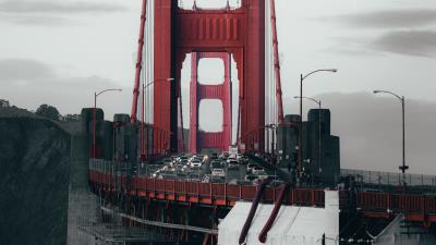 Bridge road cars 4k wallpaper