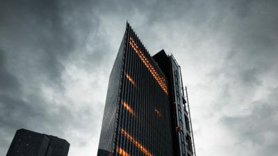 Building bottom view city 4k wallpaper