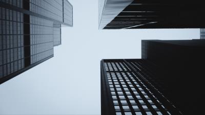 Buildings bottom view facade 4k wallpaper