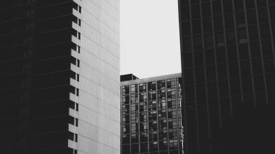 Buildings skyscrapers bw 4k wallpaper