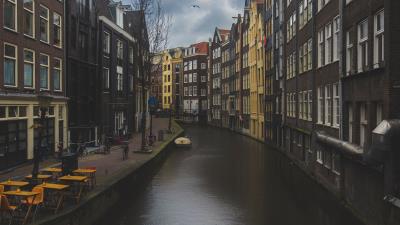 Canal buildings architecture 4k wallpaper