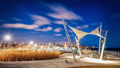 Chicago night city sky architectur 4k wallpaper