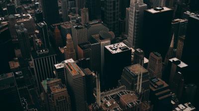 Chicago skyscrapers top view 4k wallpaper