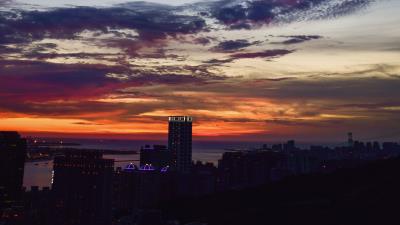 City aerial view sunset image 4k wallpaper