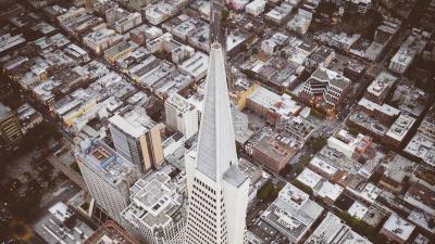 City aerial view tower 4k wallpaper