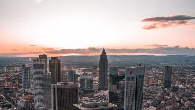 City building sunset 4k wallpaper