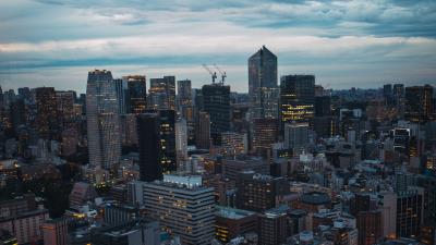 City buildings aerial view im 4k wallpaper