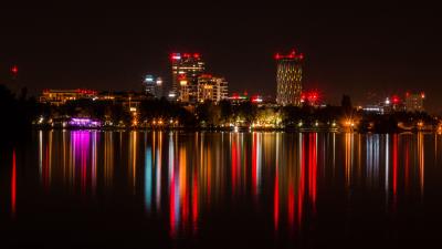 City buildings lights pic 4k wallpaper