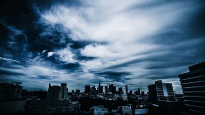 City buildings night sky 4k wallpaper