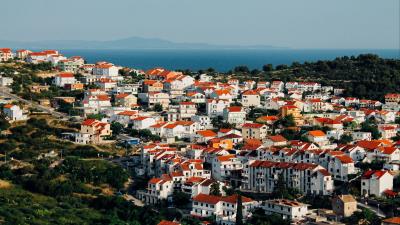 City buildings sky architecture top view 4k wallpaper