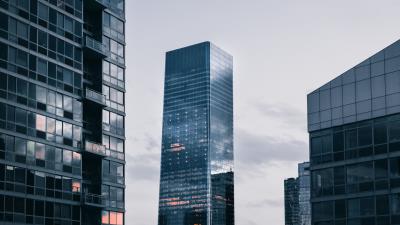 City evening skyscrapers 4k wallpaper