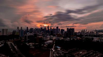 City evening sunset 4k wallpaper