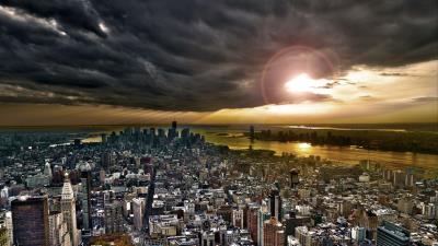 City new york sky clouds skyscrapers building 4k wallpaper