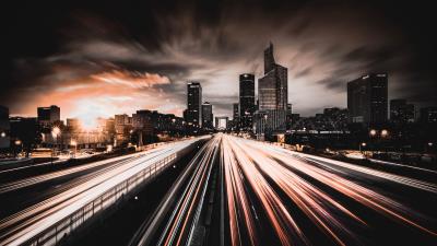 City night road 4k wallpaper