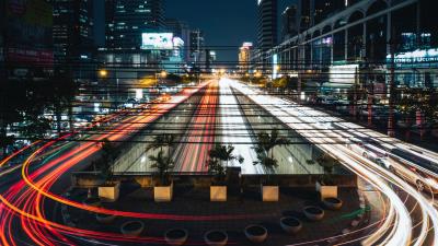 City road lights 4k wallpaper