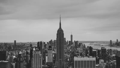 City tower bw 4k wallpaper