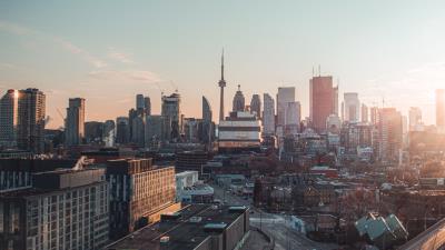 City tower dawn 4k wallpaper