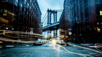 City traffic street buildings 4k wallpaper