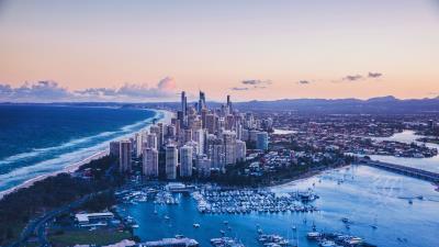 Coast city buildings 4k wallpaper