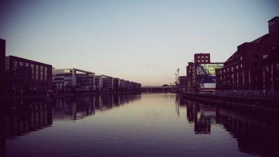 Duisburg germany river building 4k wallpaper