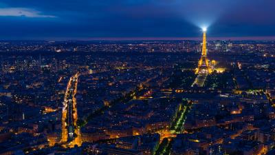 Eiffel tower night city paris 4k wallpaper