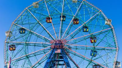 Ferris wheel attraction city entertainment 4k wallpaper