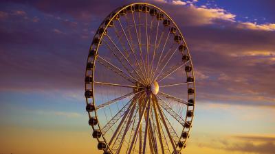 Ferris wheel attraction entertainment evening 4k wallpaper