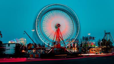 Ferris wheel movement long exposure 4k wallpaper