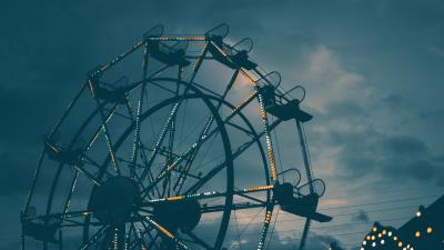 Ferris wheel night backlight image 4k wallpaper