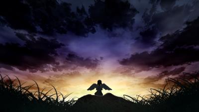 Angel silhouette sky 4k wallpaper