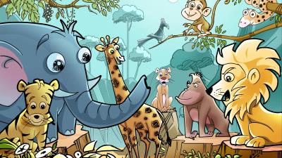 Animals cartoon drawing 4k wallpaper