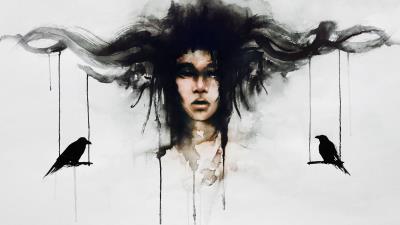 Art face bird fantasy imagination 4k wallpaper