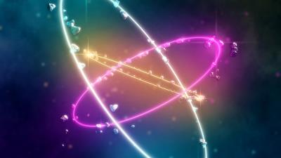 Atom rings stones 4k wallpaper