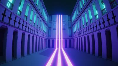 Building lines neon 4k wallpaper