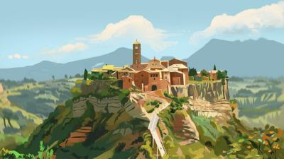 Castle building hill 4k wallpaper