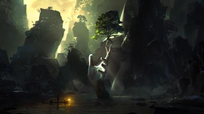 Cave ruins hand 4k wallpaper