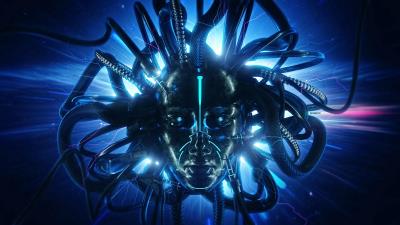 Cyborg mask neon 4k wallpaper