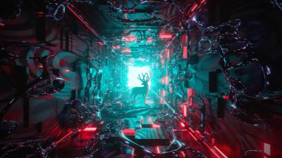 Deer tunnel light 4k wallpaper