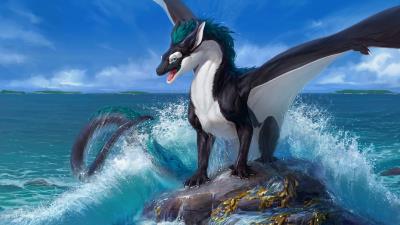 Dragon sea rock 4k wallpaper