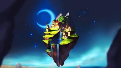 Fantasy island city 4k wallpaper