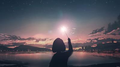 Girl glow magic 4k wallpaper